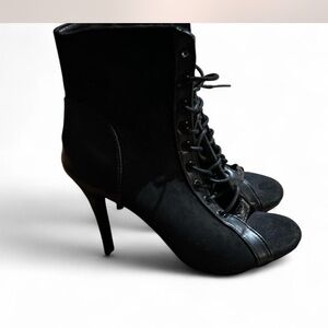 SHEIN Elegant Black Lace-Up Ankle Booties NWOT